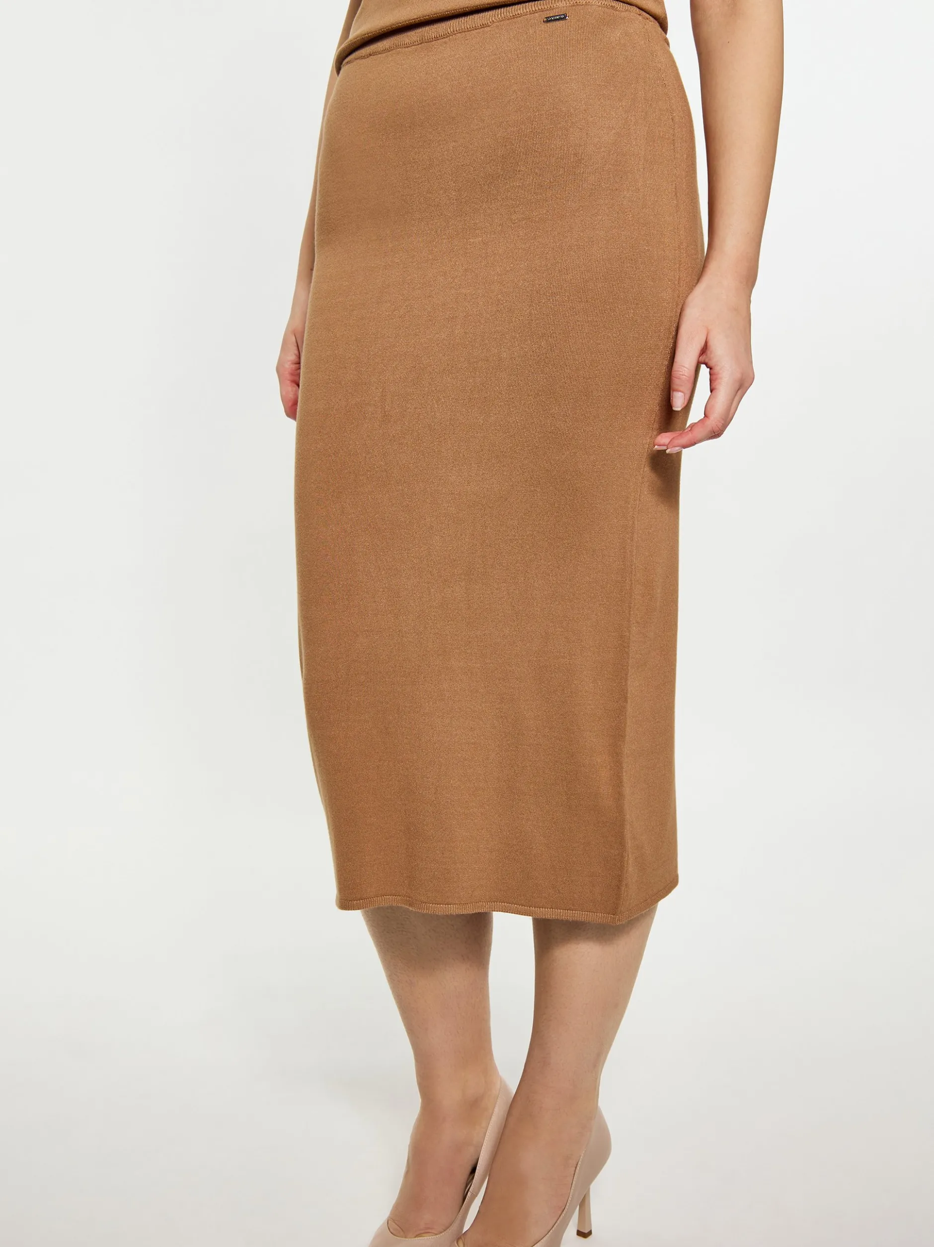 Dreimaster Damen Rock in camel - Länge: mittel