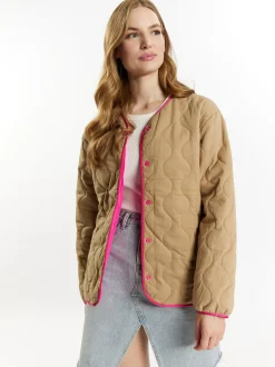 Dreimaster Damen Steppjacke in taupe
