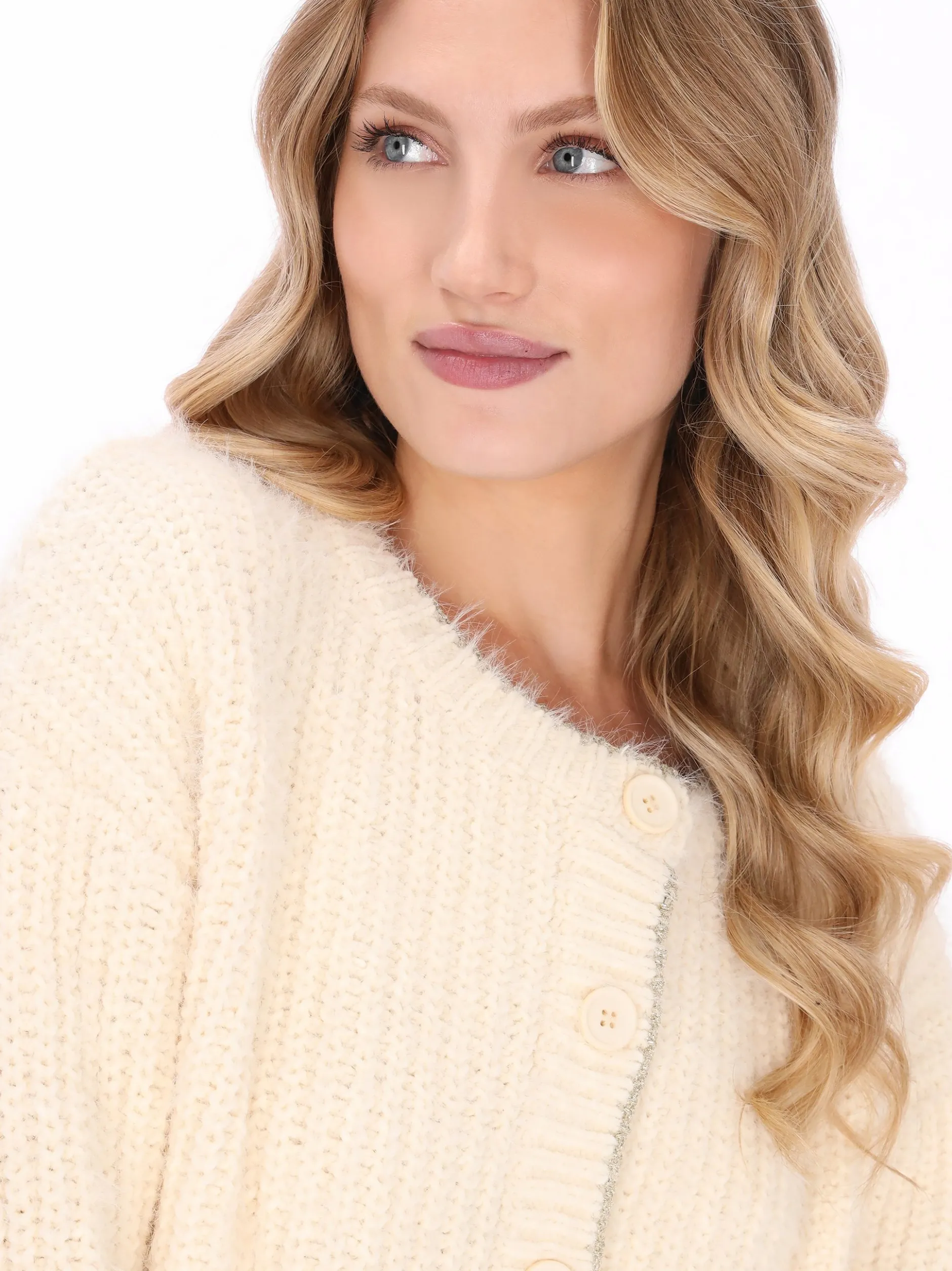 Dreimaster Damen Strickjacke in weiß