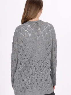 Dreimaster Damen Strickjacke in grau