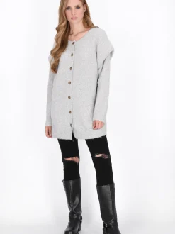 Dreimaster Damen Strickjacke in grau