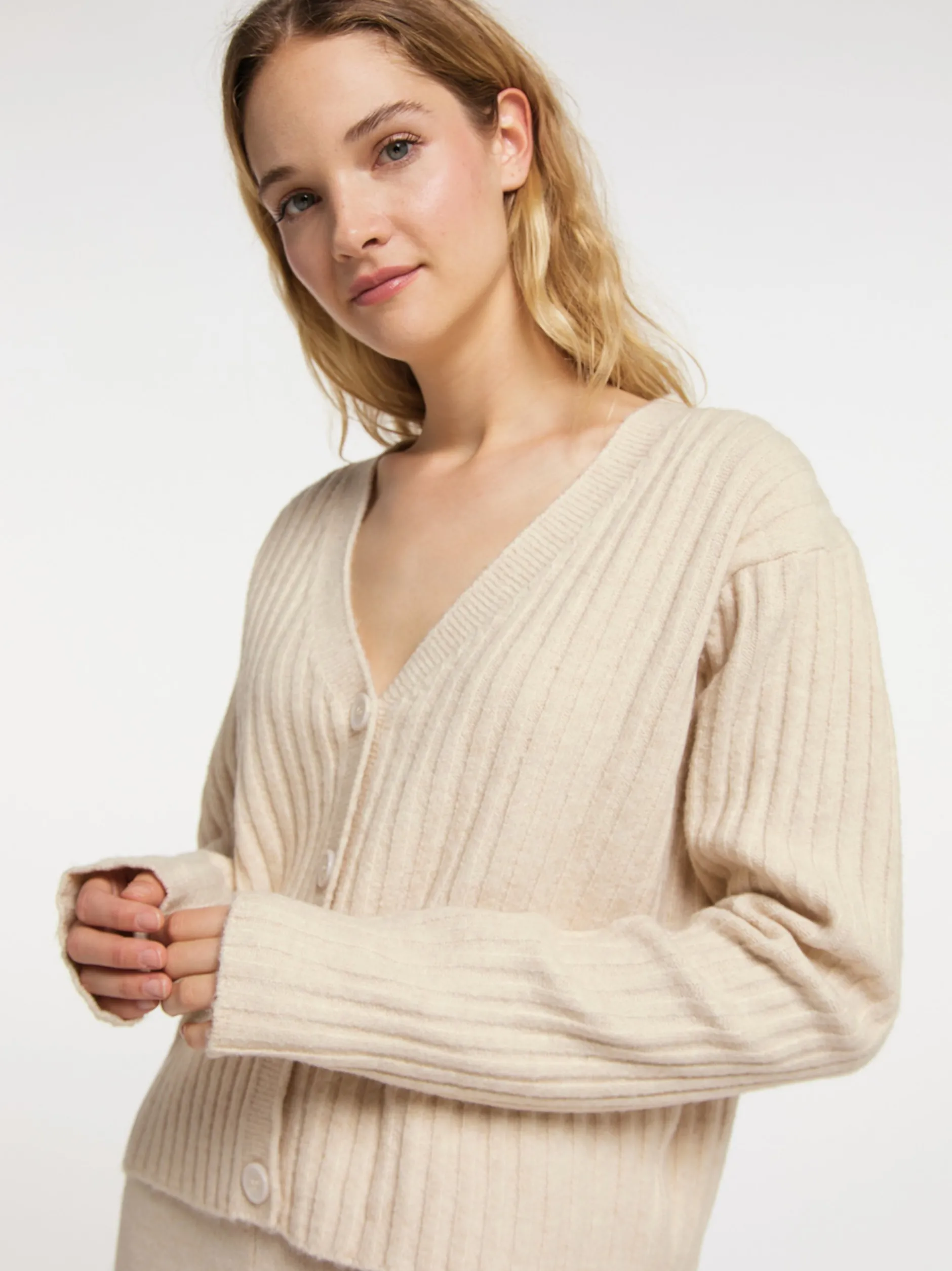 Dreimaster Damen Strickjacke in weiß