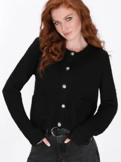 Dreimaster Damen Strickjacke in schwarz