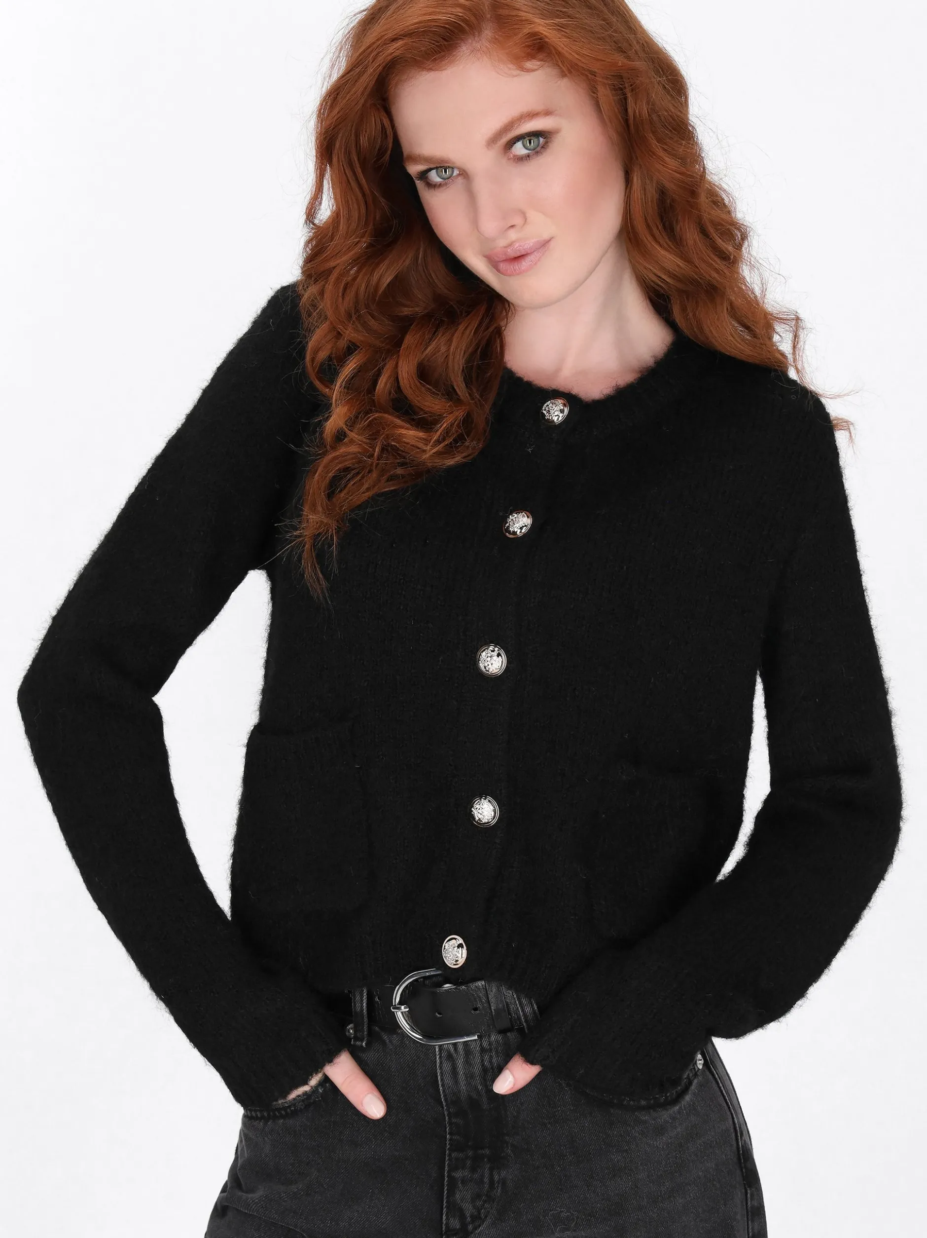Dreimaster Damen Strickjacke in schwarz
