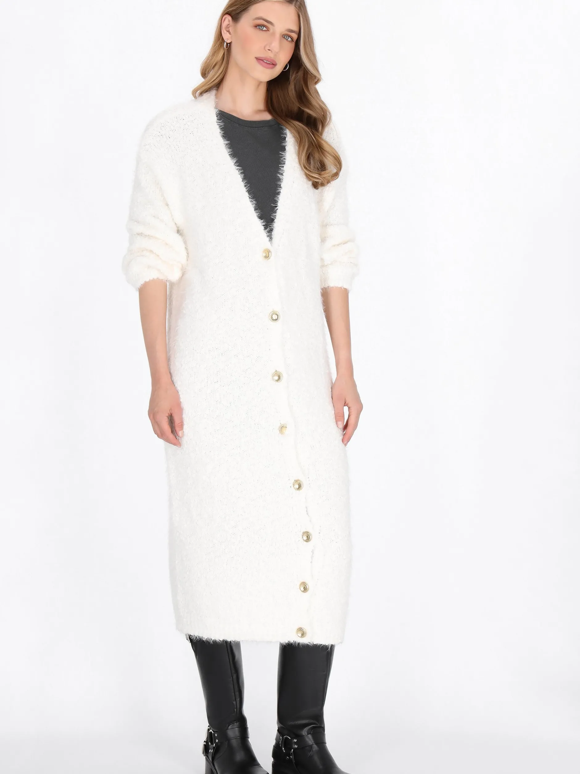 Dreimaster Damen Strickjacke in weiß