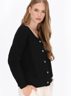 Dreimaster Damen Strickjacke in schwarz