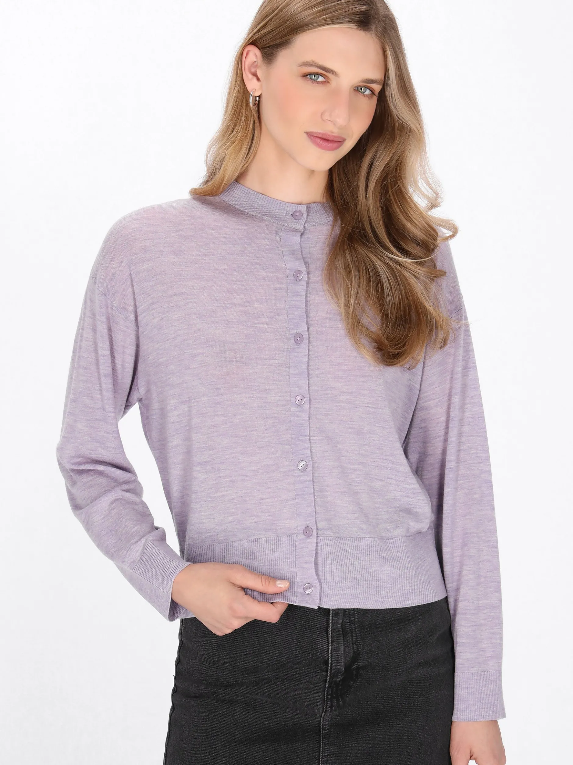 Dreimaster Damen Strickjacke in lila
