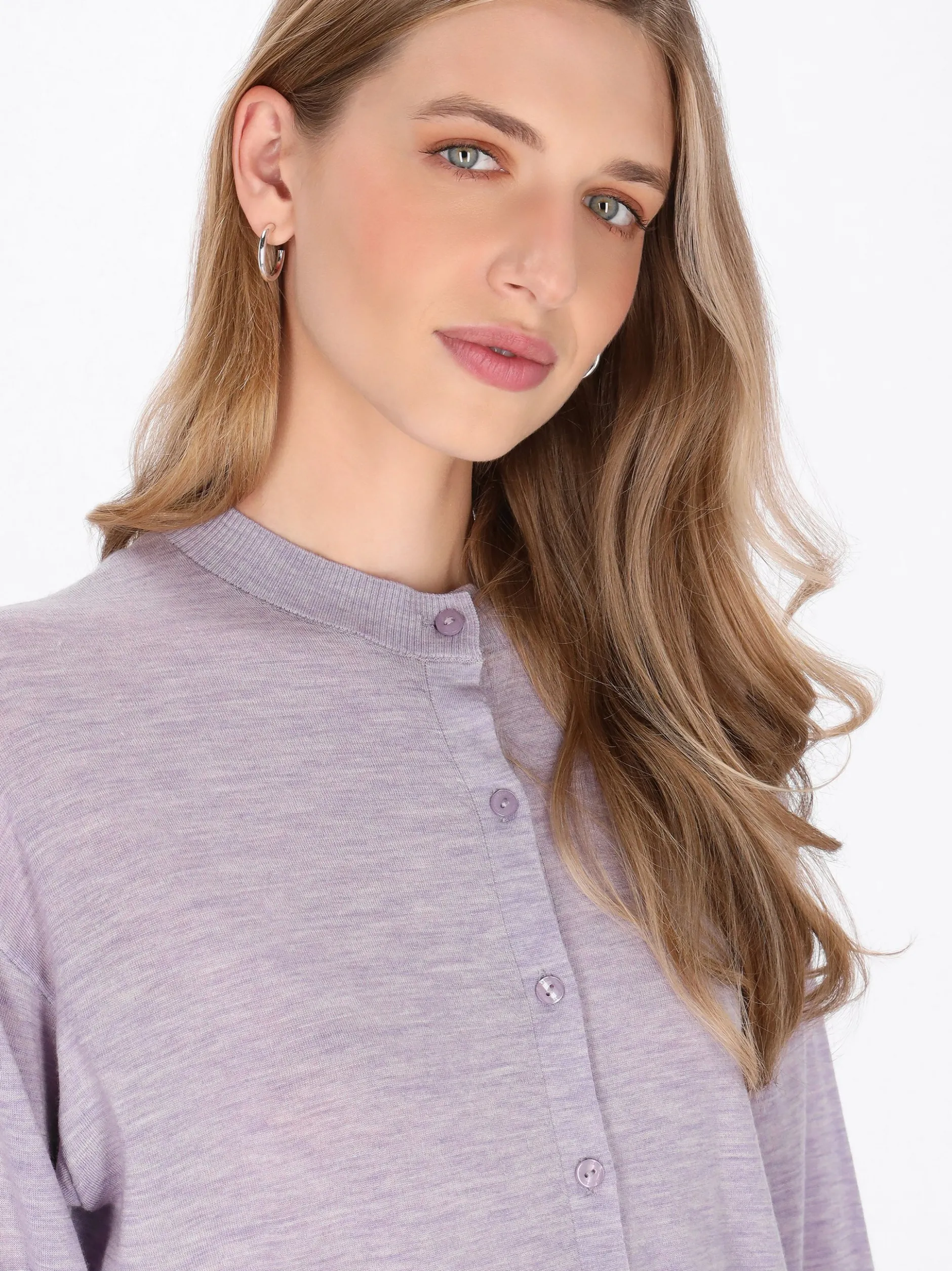 Dreimaster Damen Strickjacke in lila