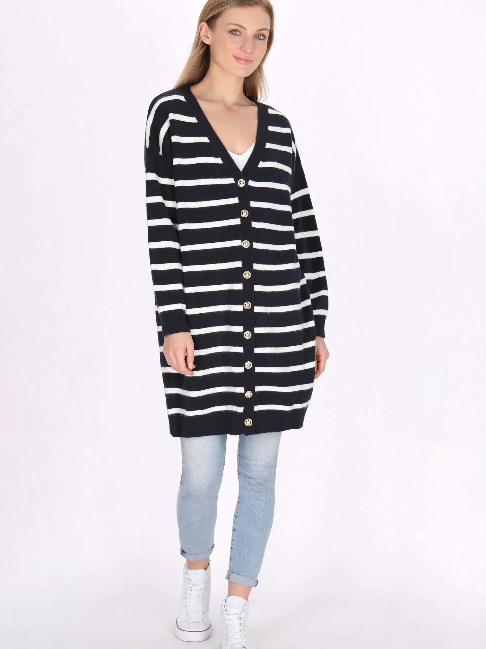 Dreimaster Damen Strickjacke in blau