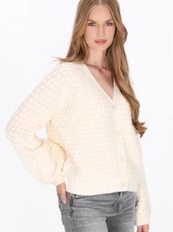 Dreimaster Damen Strickjacke in weiß