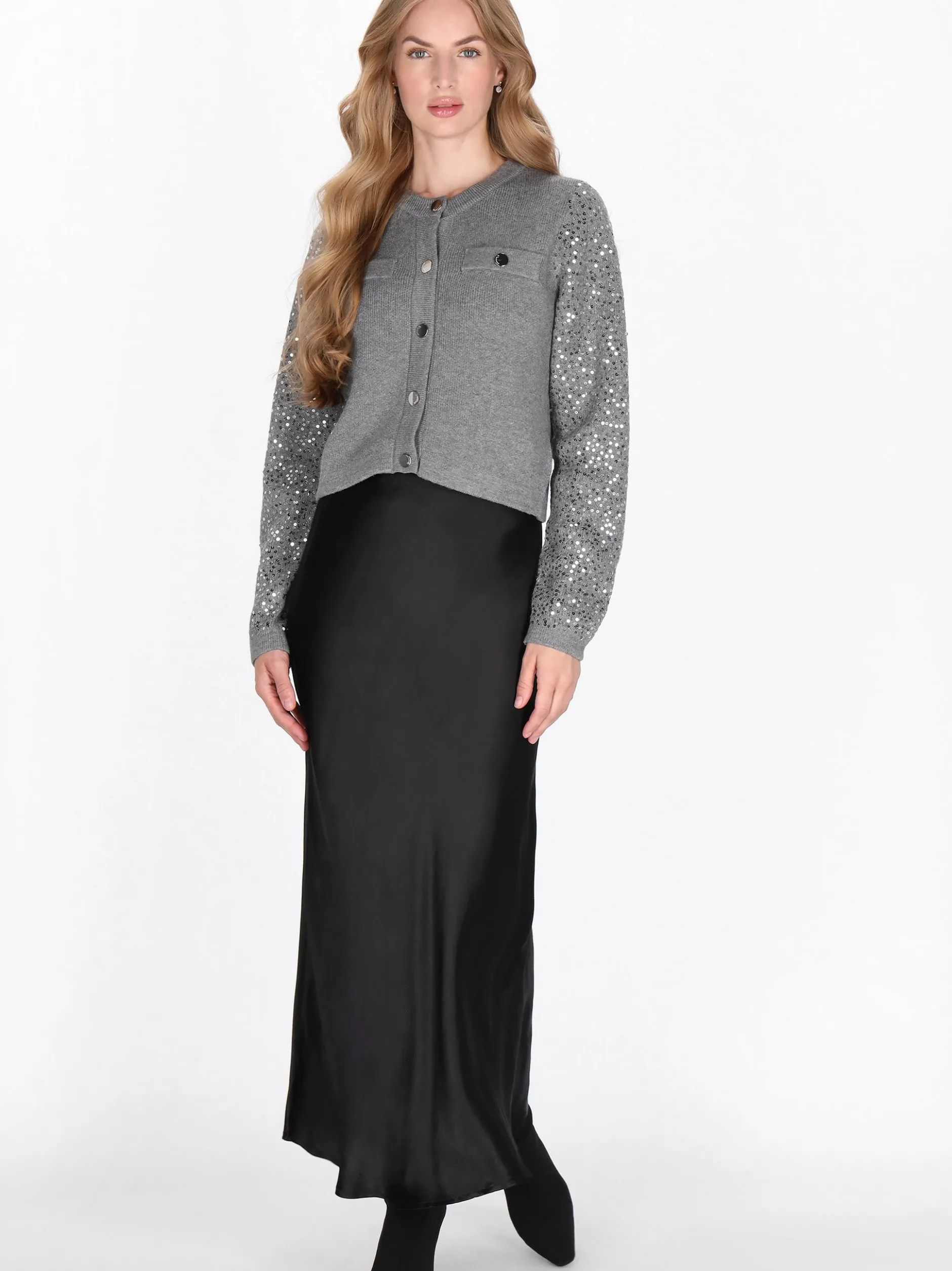 Dreimaster Damen Strickjacke in grau