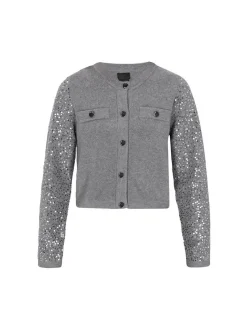 Dreimaster Damen Strickjacke in grau