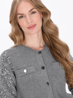 Dreimaster Damen Strickjacke in grau