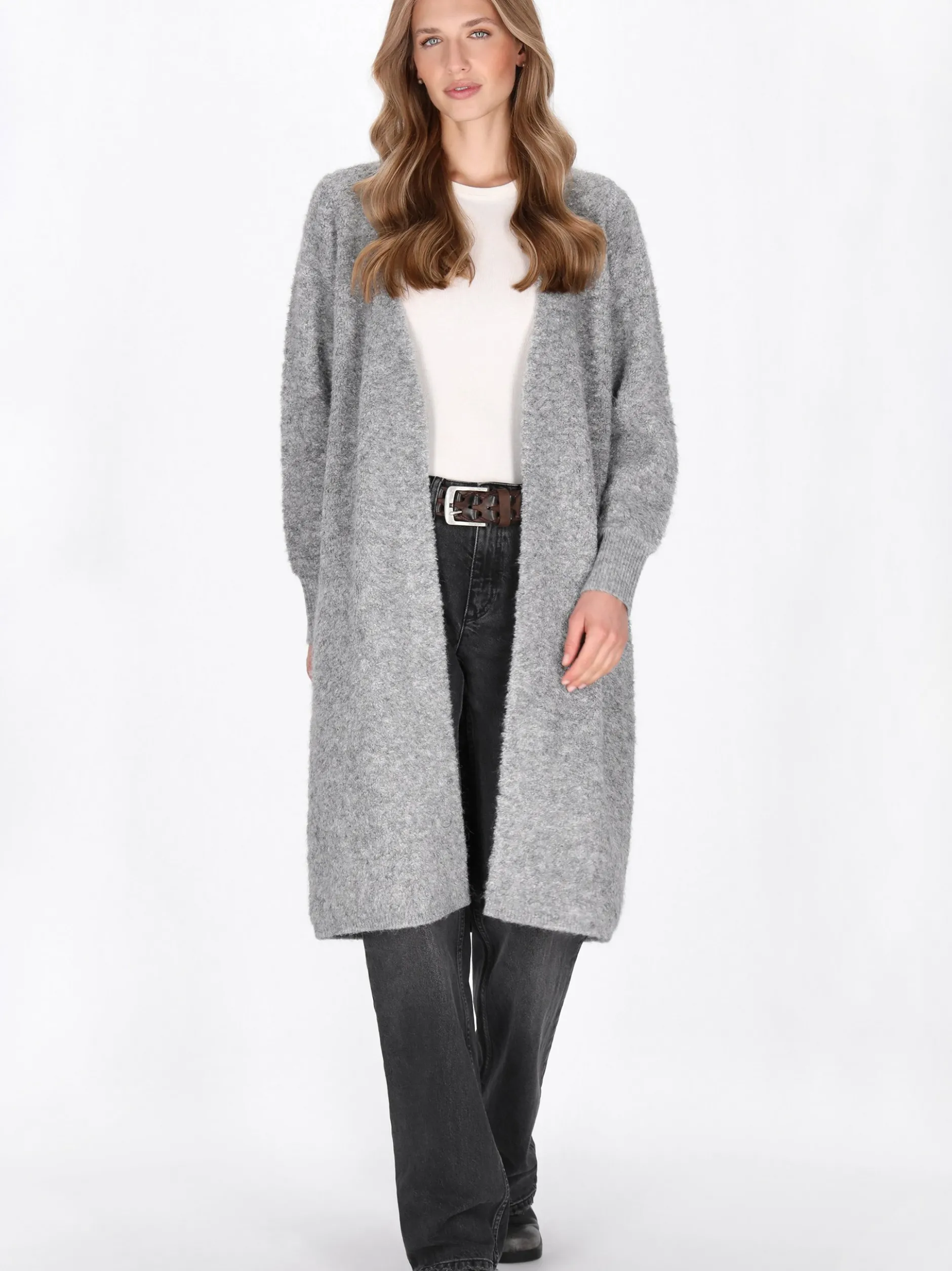Dreimaster Damen Strickjacke in grau
