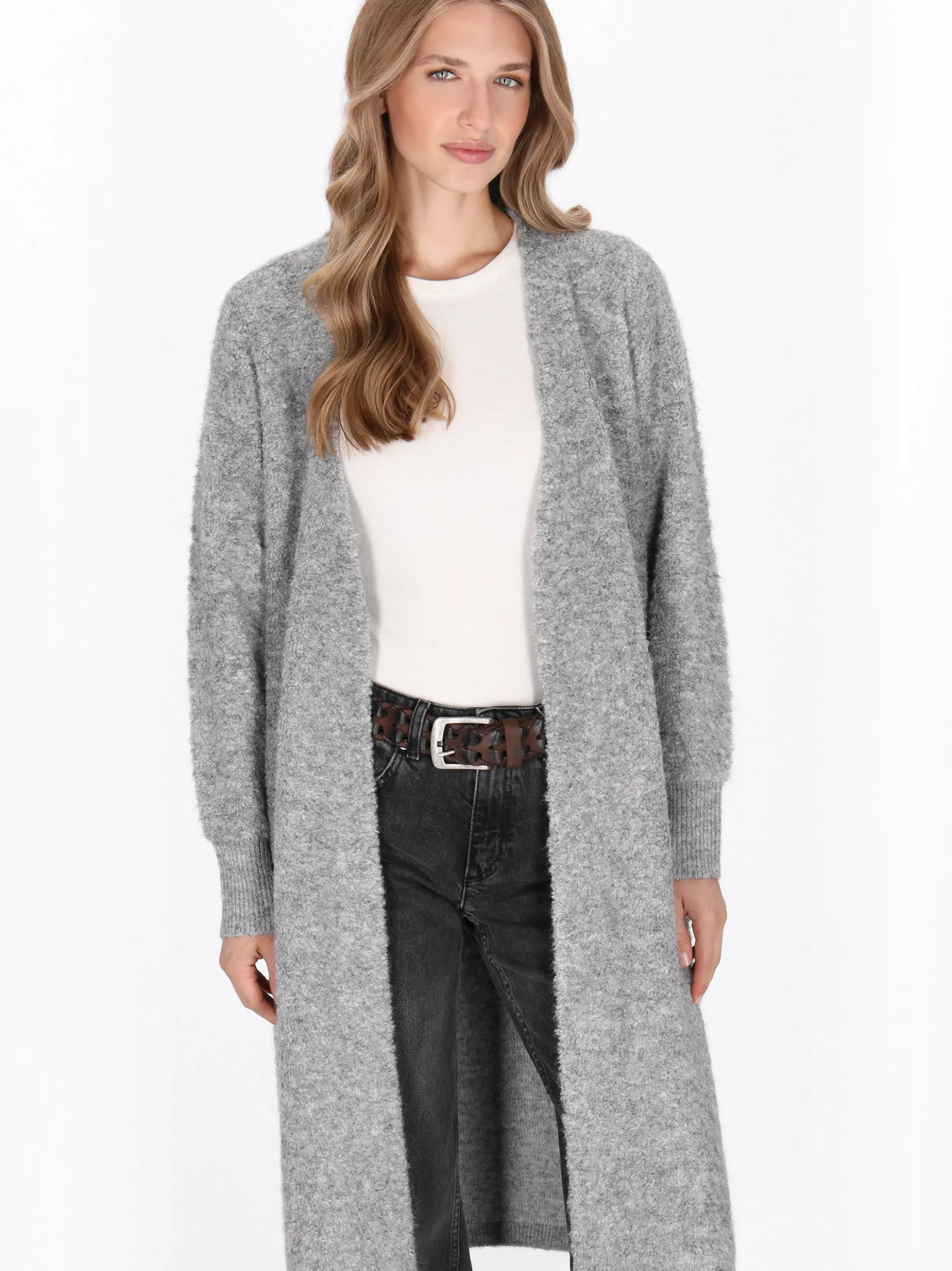 Dreimaster Damen Strickjacke in grau