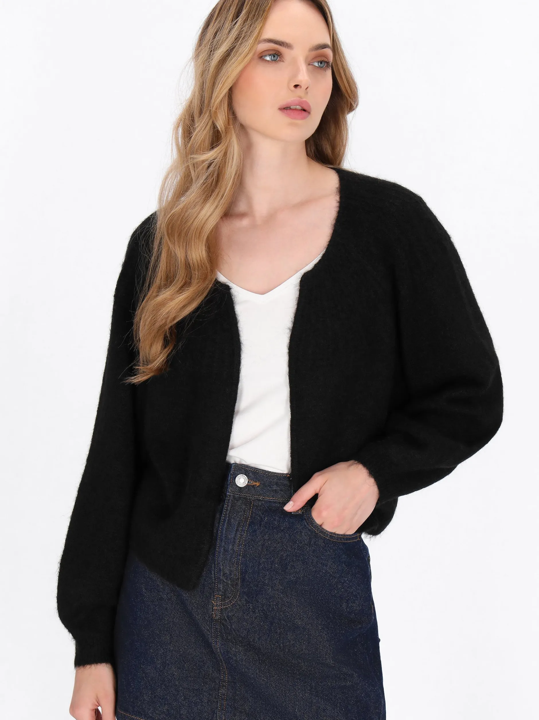 Dreimaster Damen Strickjacke in schwarz