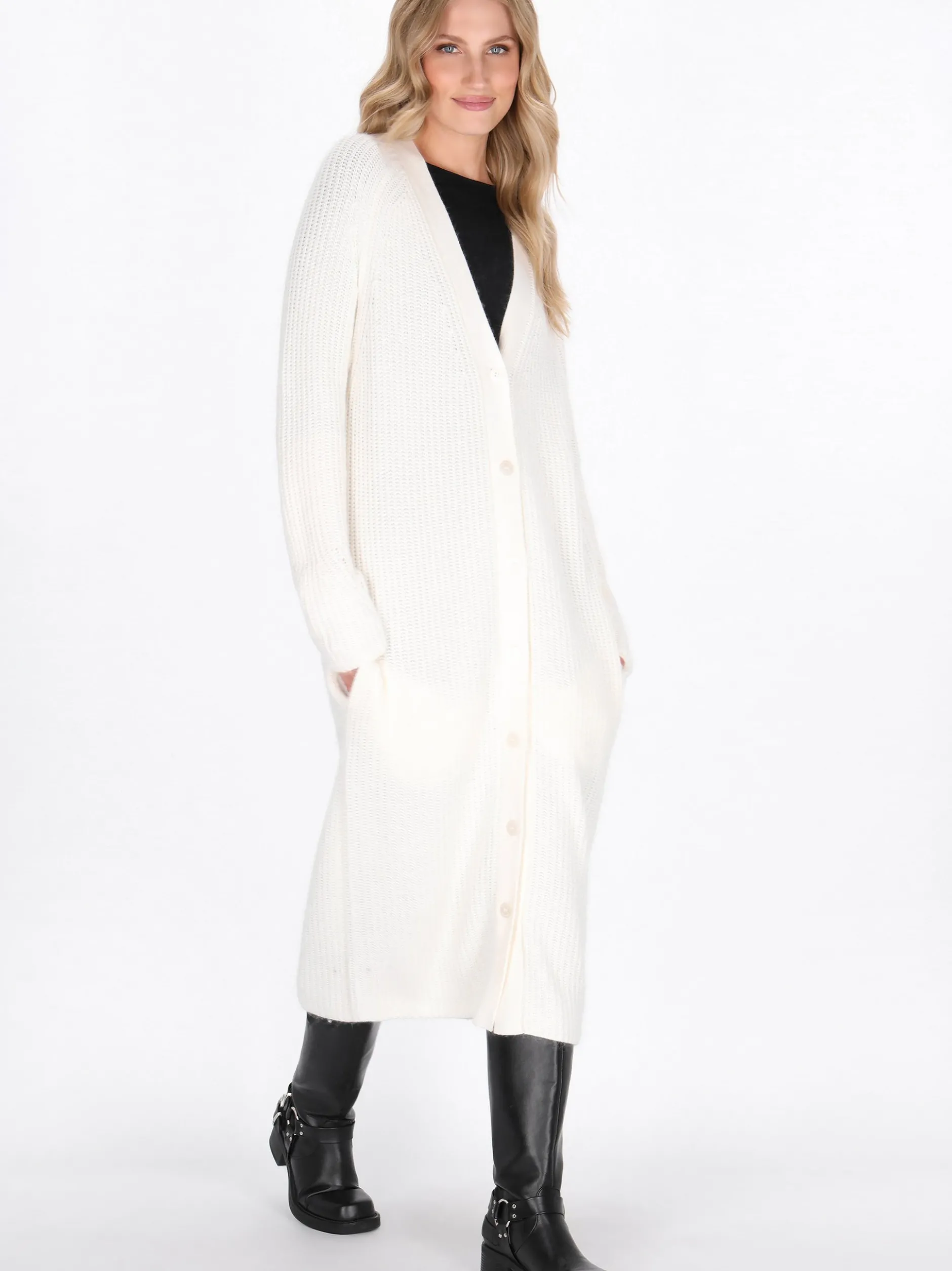 Dreimaster Damen Strickjacke in weiß