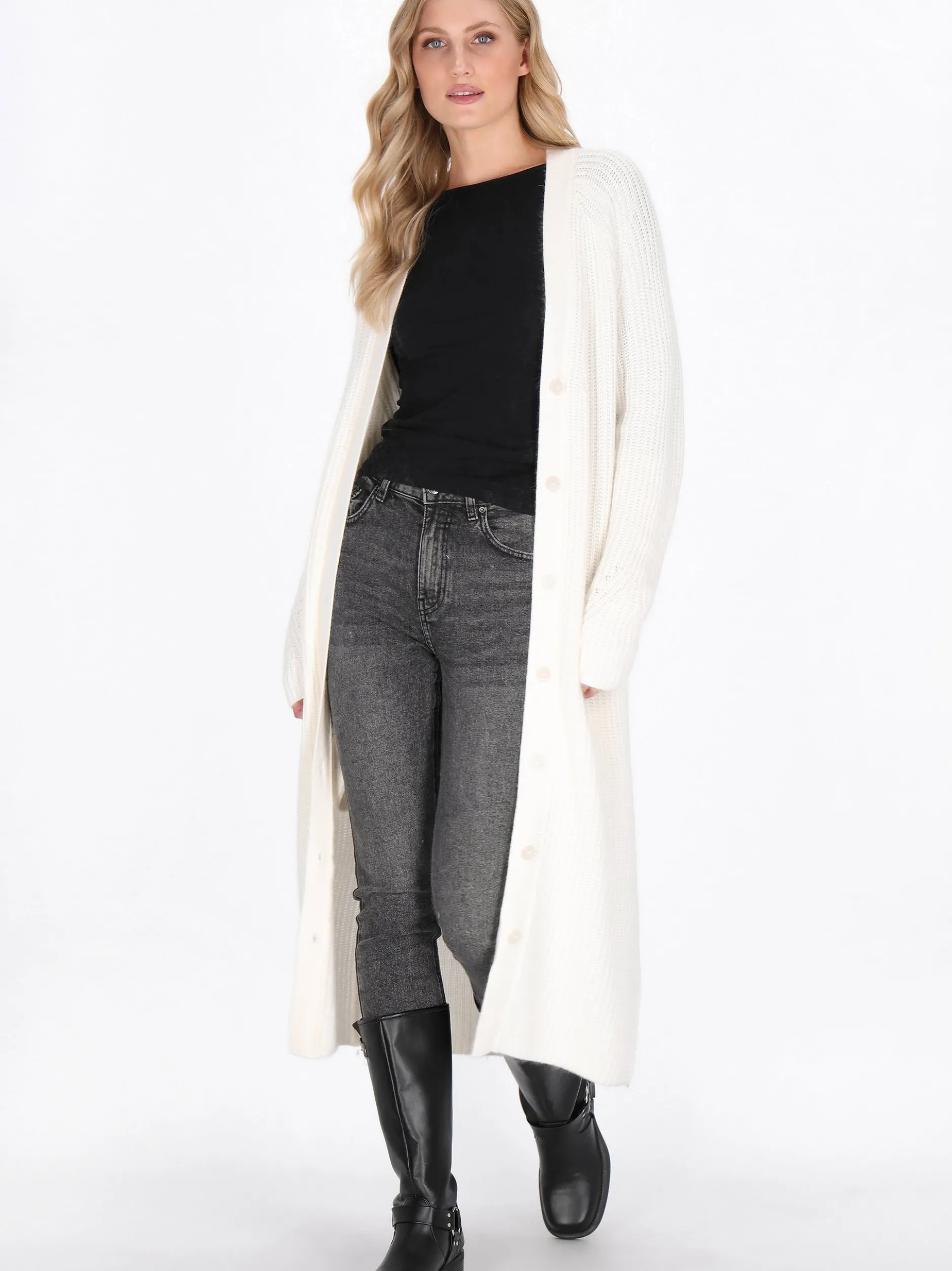 Dreimaster Damen Strickjacke in weiß