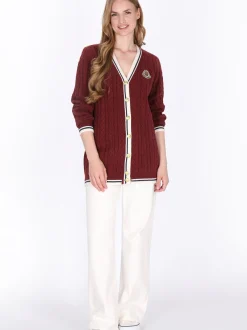 Dreimaster Damen Strickjacke in rot
