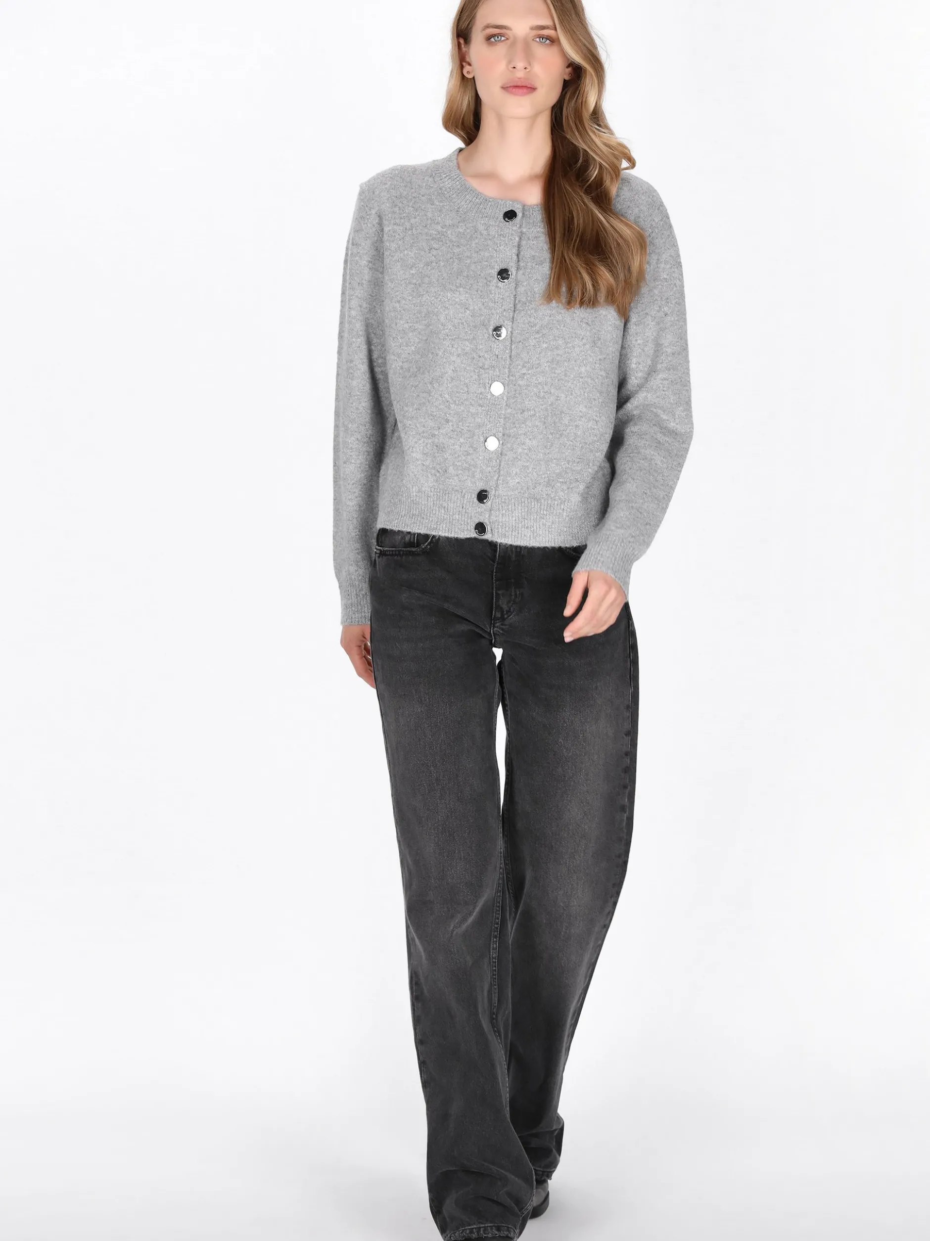 Dreimaster Damen Strickjacke in grau