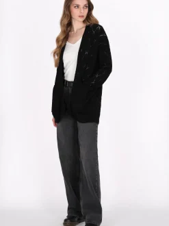 Dreimaster Damen Strickjacke in schwarz