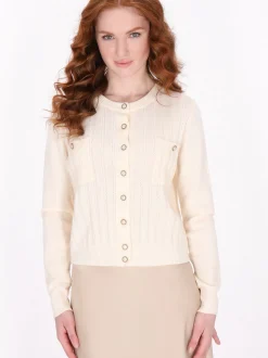 Dreimaster Damen Strickjacke in weiß