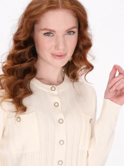 Dreimaster Damen Strickjacke in weiß