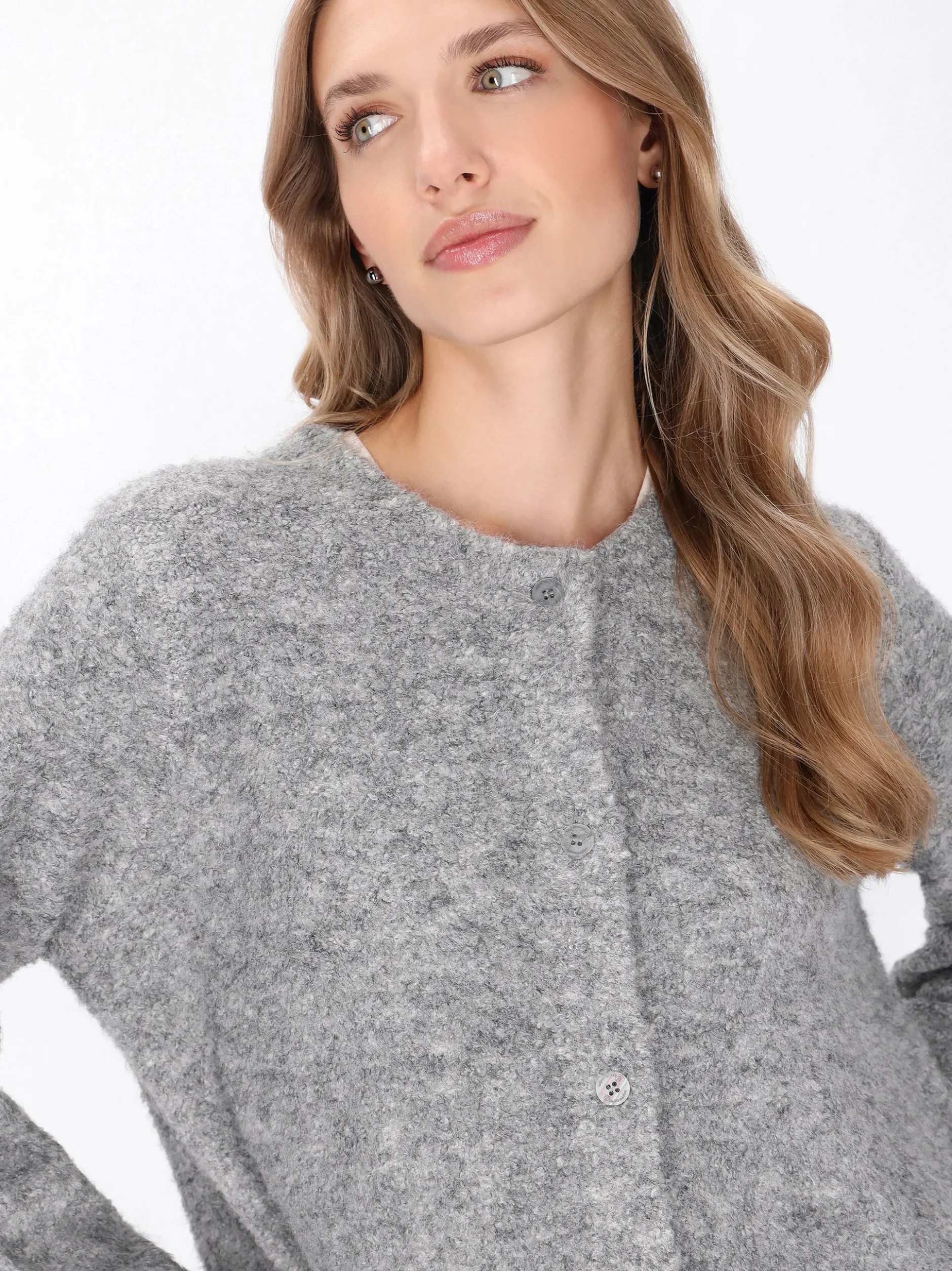 Dreimaster Damen Strickjacke in grau