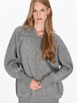 Dreimaster Damen Strickjacke in grau
