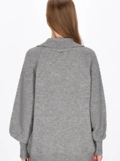 Dreimaster Damen Strickjacke in grau