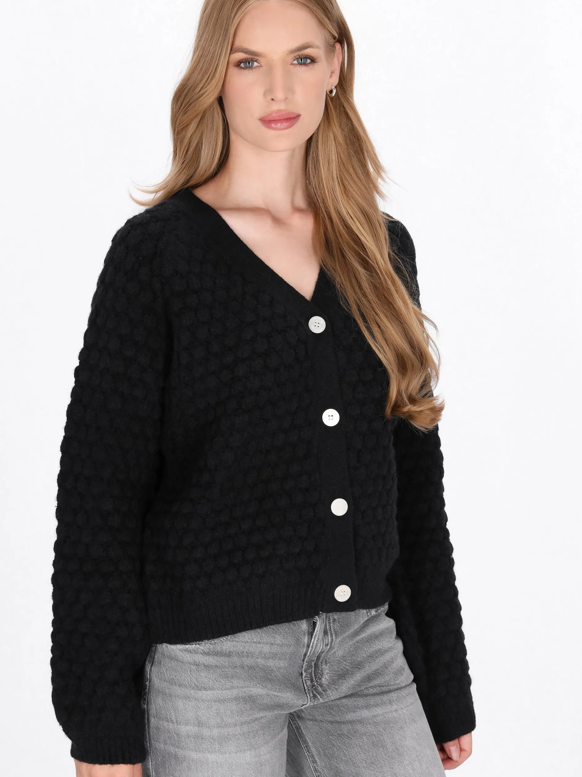 Dreimaster Damen Strickjacke in schwarz