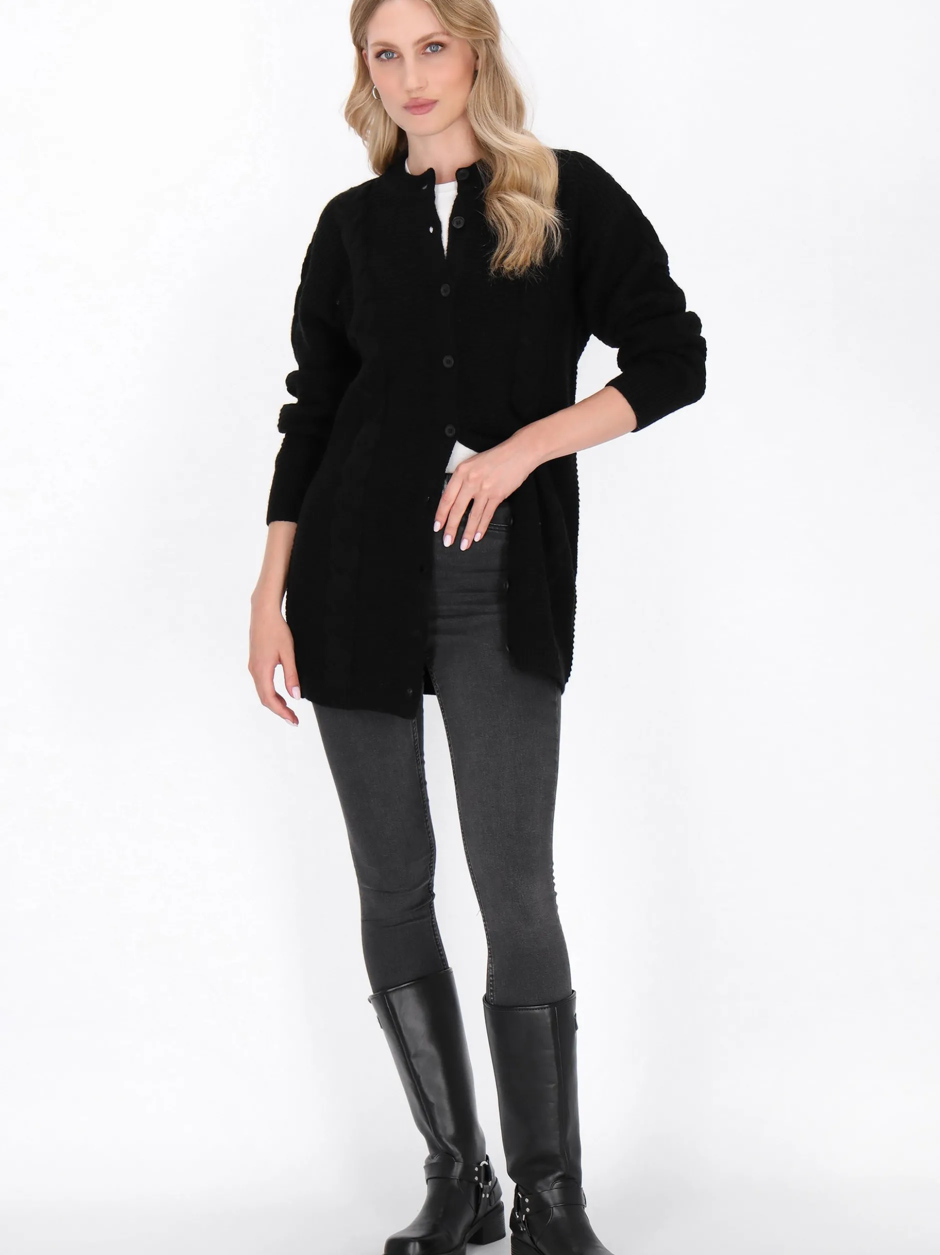 Dreimaster Damen Strickjacke in schwarz