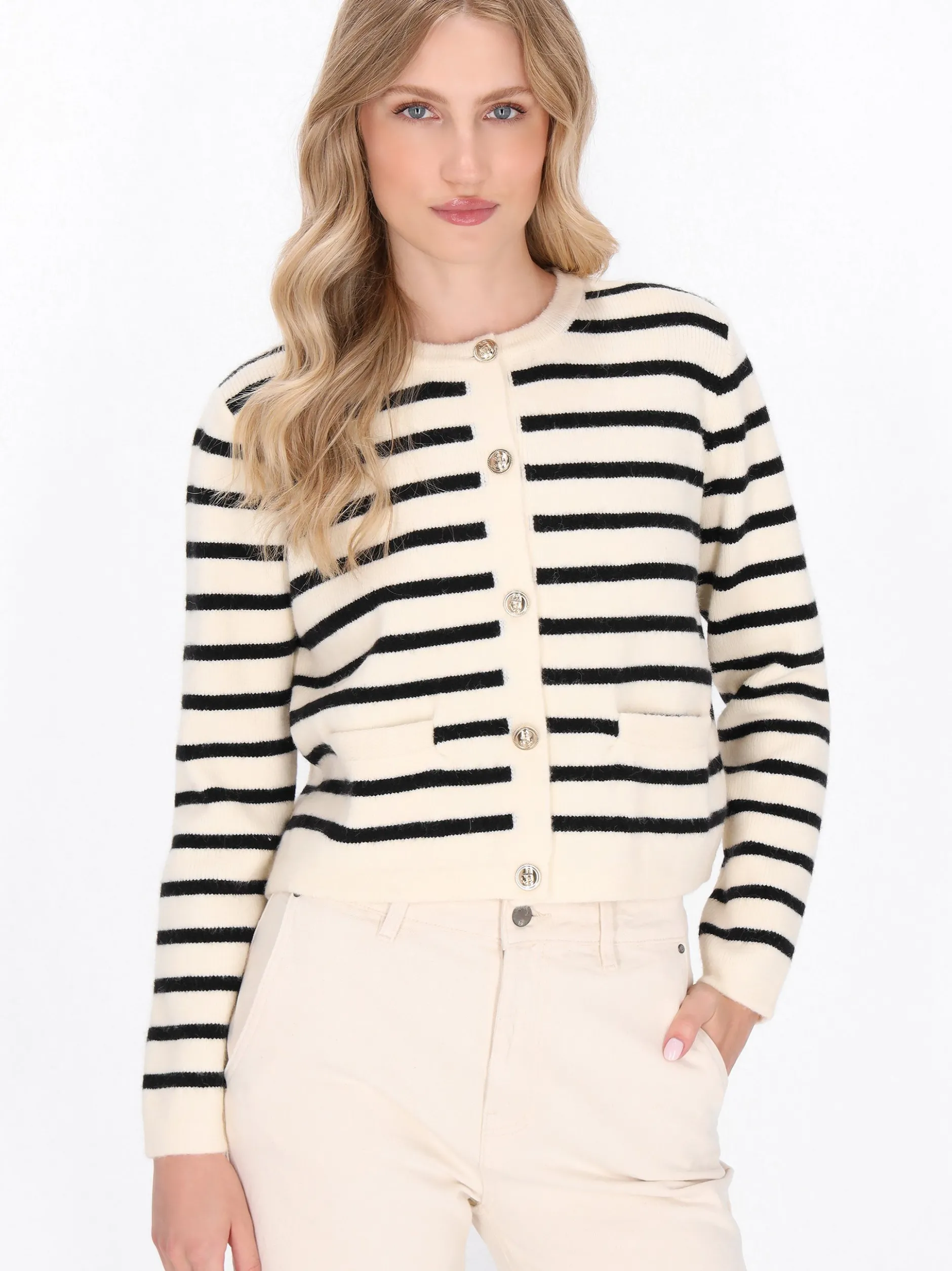 Dreimaster Damen Strickjacke in beige