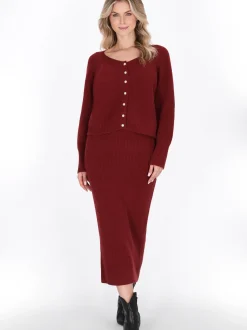 Dreimaster Damen Strickjacke in bordeaux