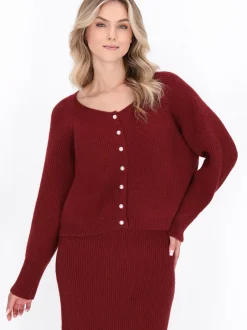 Dreimaster Damen Strickjacke in bordeaux