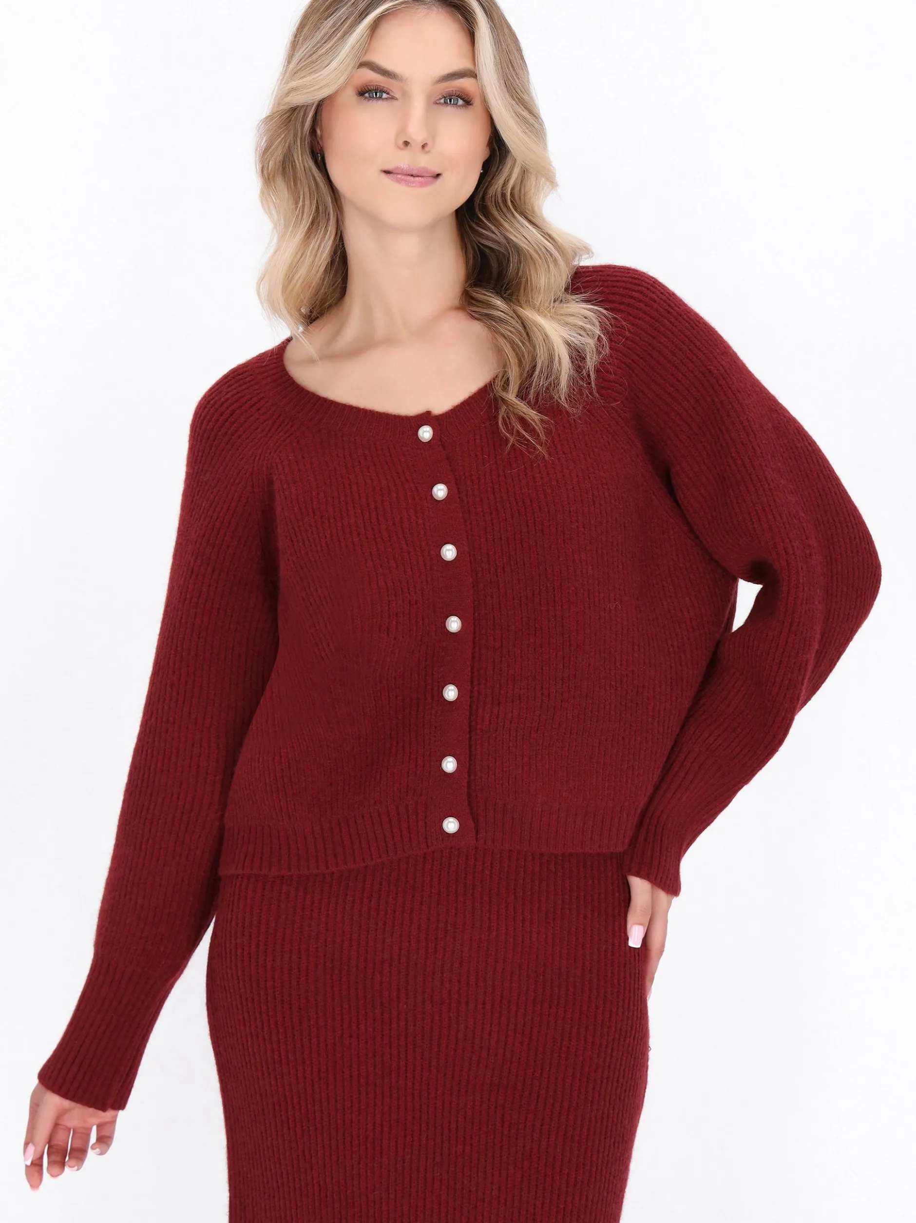 Dreimaster Damen Strickjacke in bordeaux