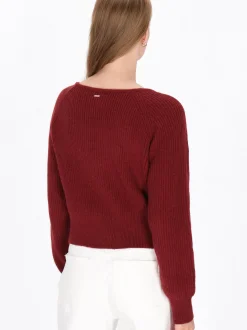 Dreimaster Damen Strickjacke in bordeaux