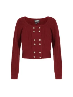 Dreimaster Damen Strickjacke in bordeaux