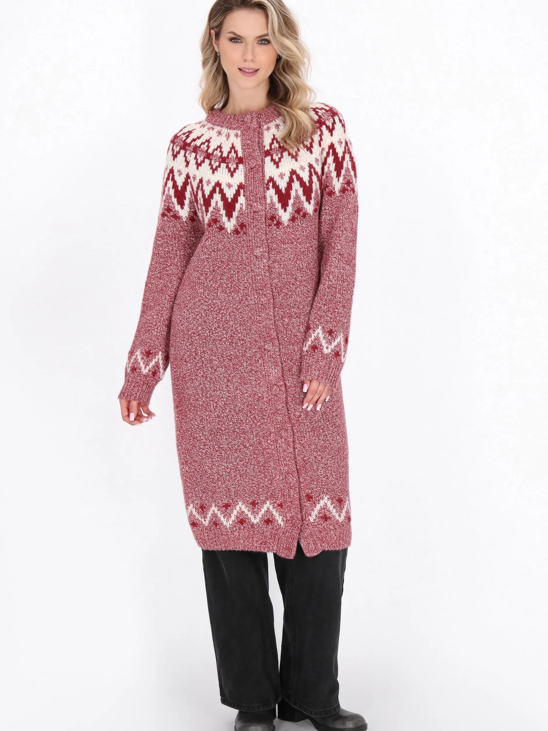 Dreimaster Damen Strickjacke in rot