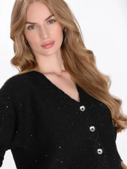 Dreimaster Damen Strickjacke in schwarz