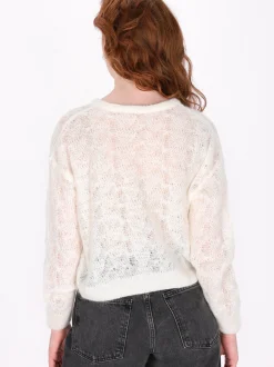 Dreimaster Damen Strickjacke in weiß