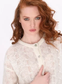 Dreimaster Damen Strickjacke in weiß