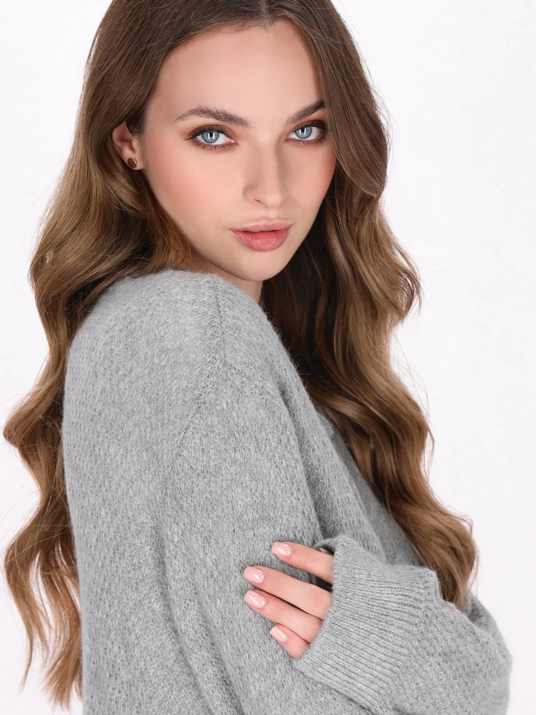 Dreimaster Damen Strickjacke in grau