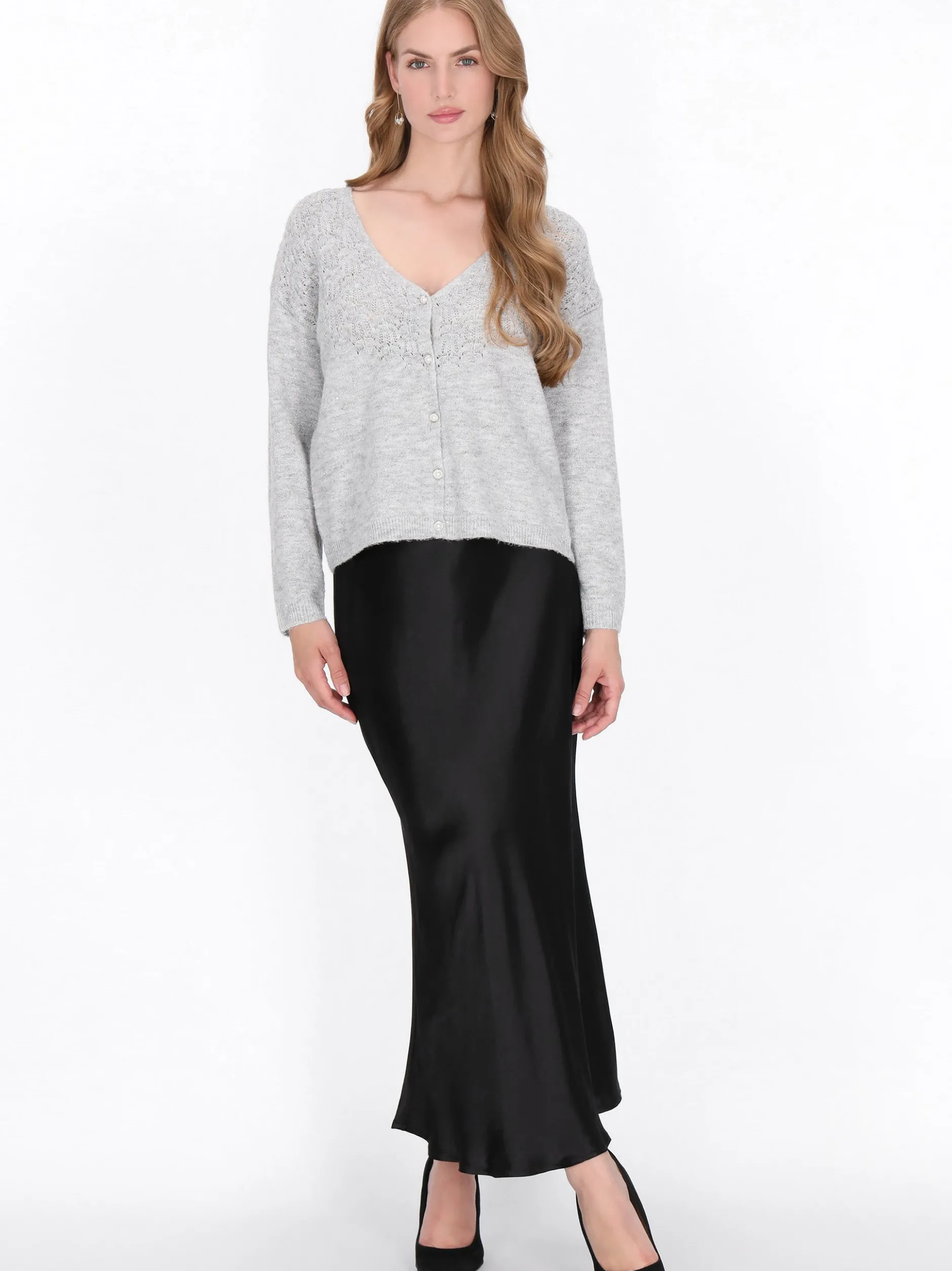 Dreimaster Damen Strickjacke in grau
