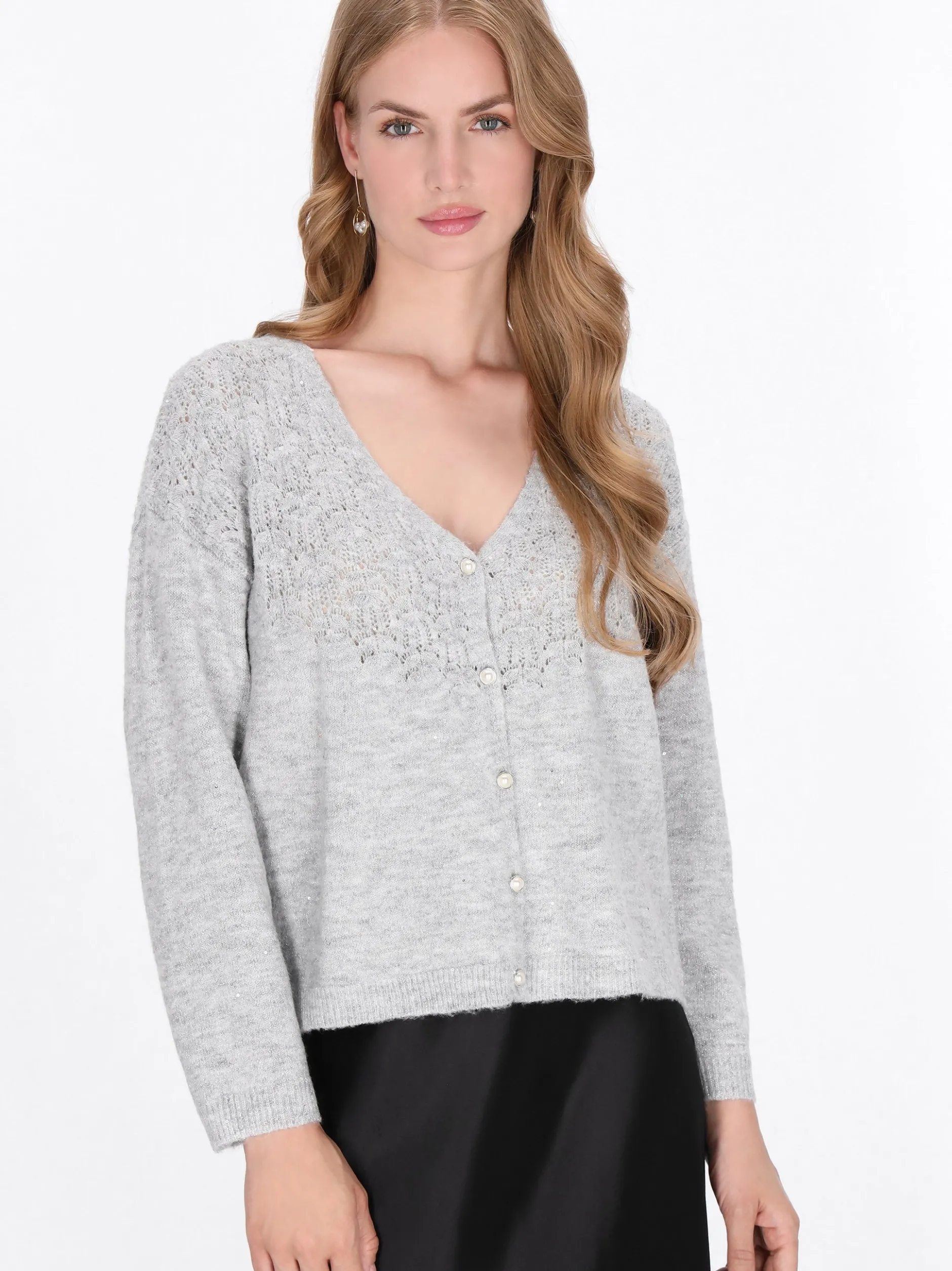 Dreimaster Damen Strickjacke in grau