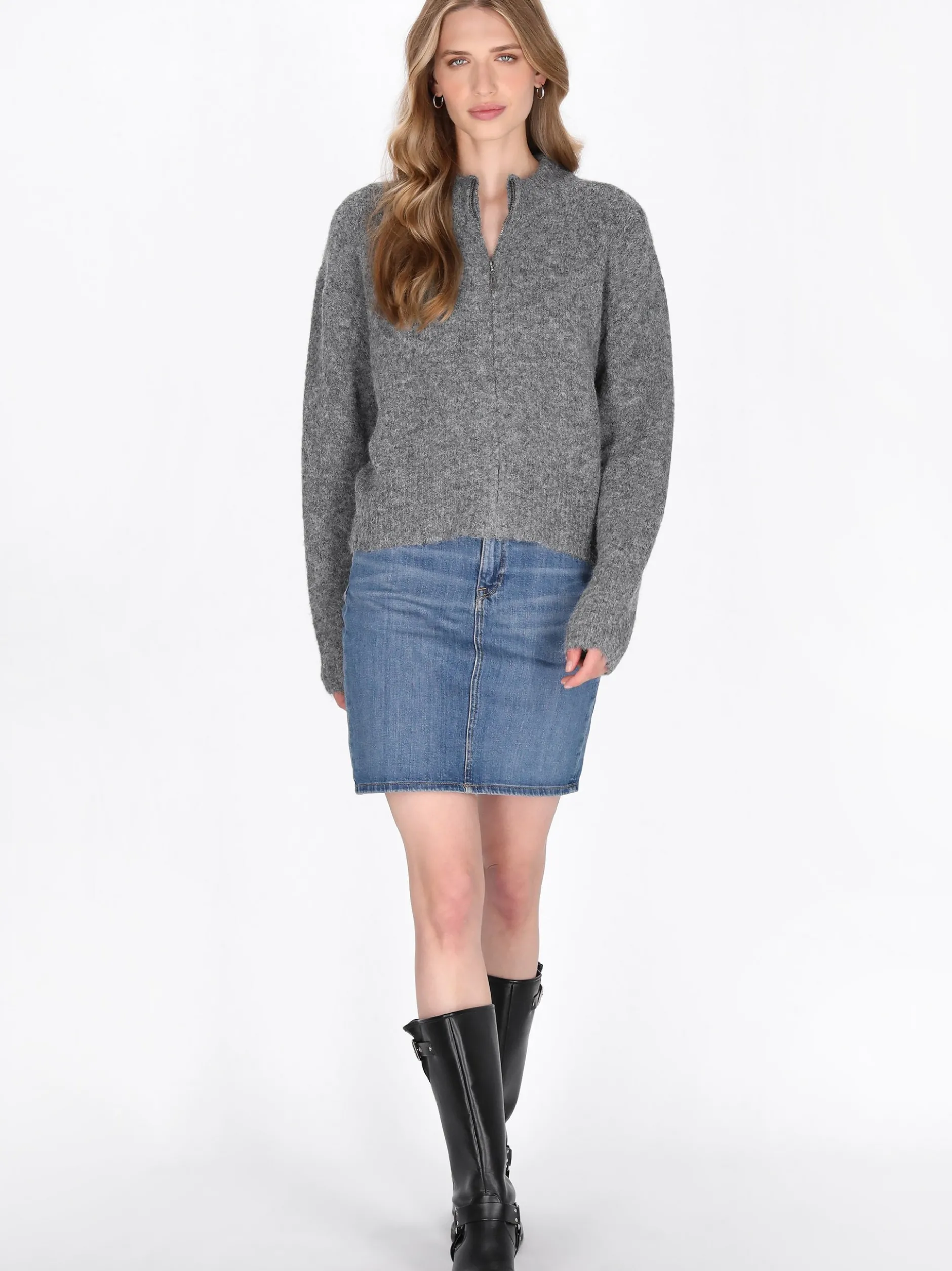 Dreimaster Damen Strickjacke in grau