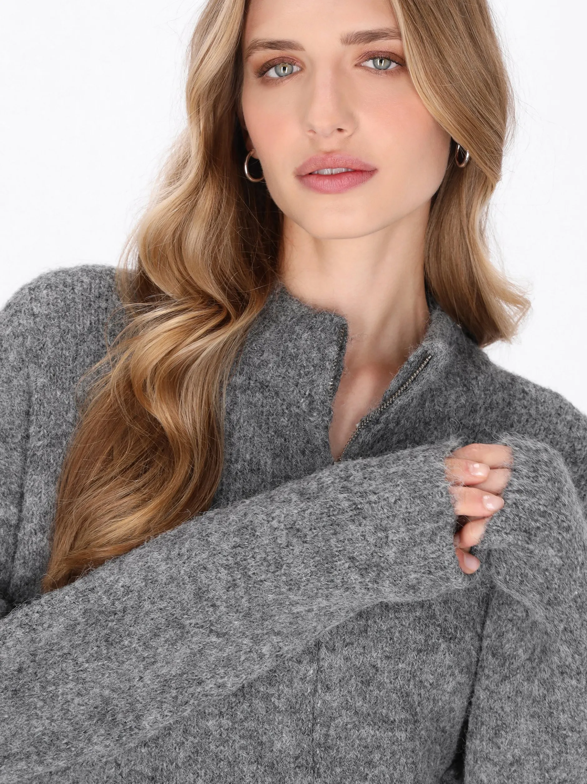 Dreimaster Damen Strickjacke in grau
