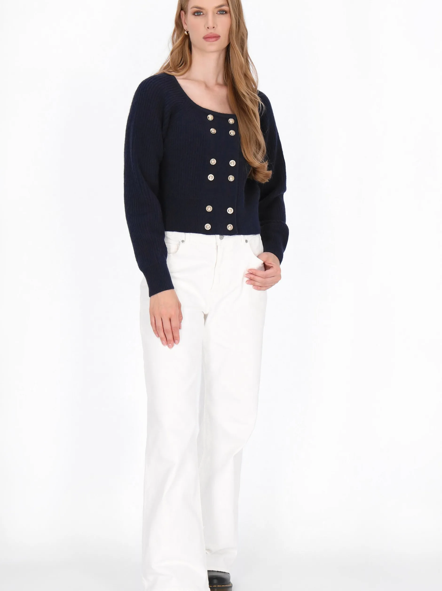 Dreimaster Damen Strickjacke in marine