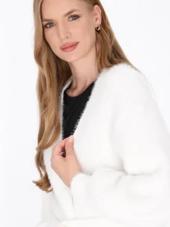 Dreimaster Damen Strickjacke in weiß
