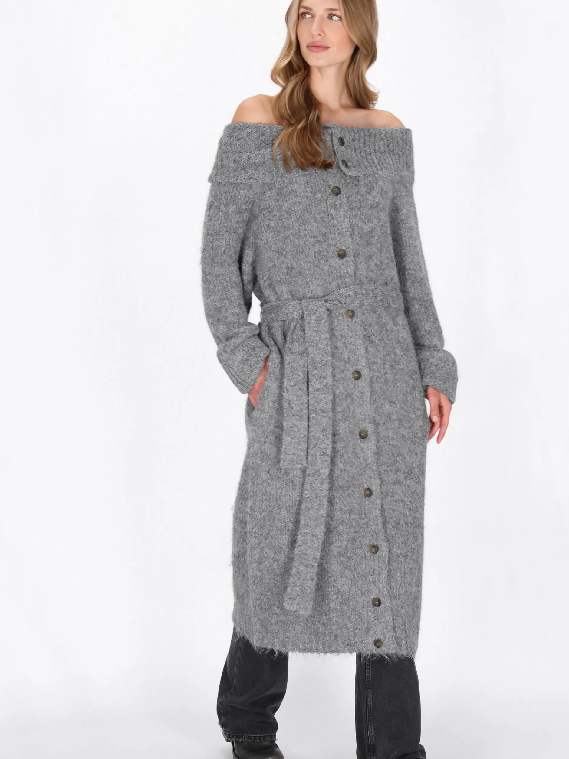 Dreimaster Damen Strickjacke in grau